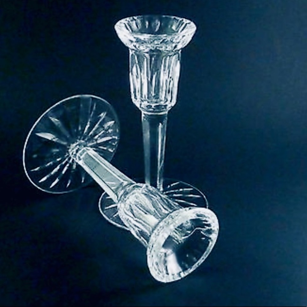 Waterford Cut Crystal 6”candlesticks EUC Signed.